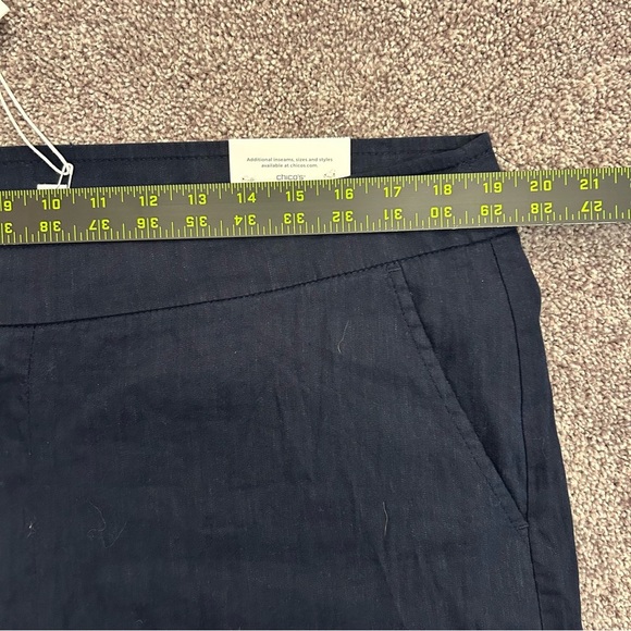 Chico's Women's Linen Wide Leg Pants Size 16 R Navy Pull On Stretch NWT $99 - Picture 8 of 16